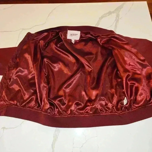 Arizona Jean Company Womens Y2K 2000s Satin Bomber Jacket Maroon Size Large - Picture 7 of 11